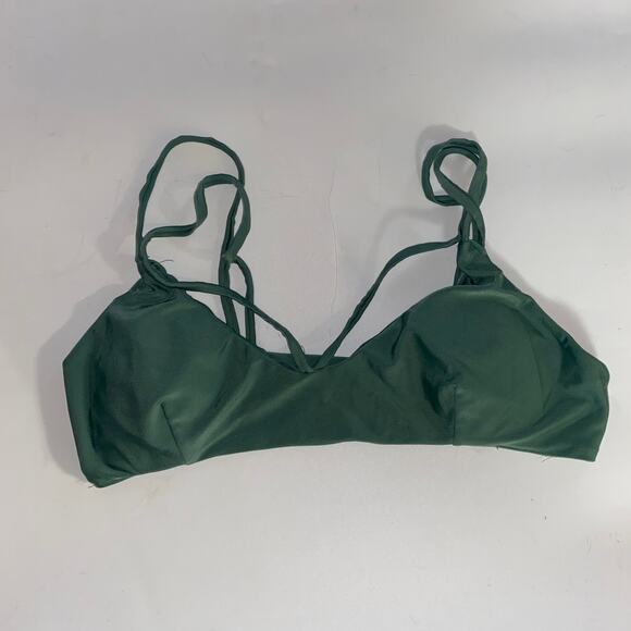 Army Olive Military Green Strappy Bikini Swim Bathing Suit Top Size Medium - Picture 1 of 5